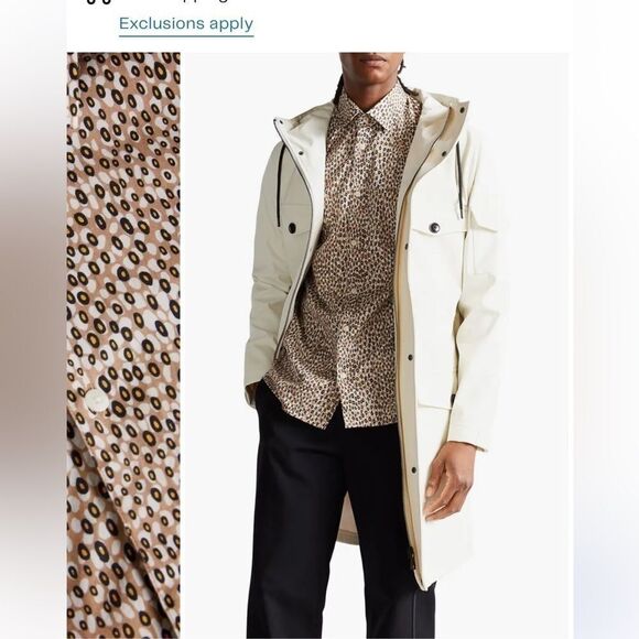 Ted Baker London Dunston Button Up Shirt Men Long Sleeve Tan Pattern Print 4 - Picture 3 of 15